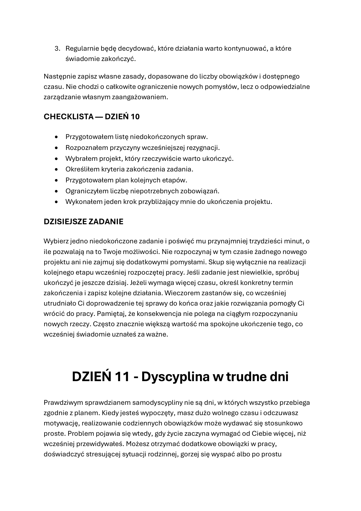 ŻELAZNA DYSCYPLINA - praktyczny 20 dniowy program